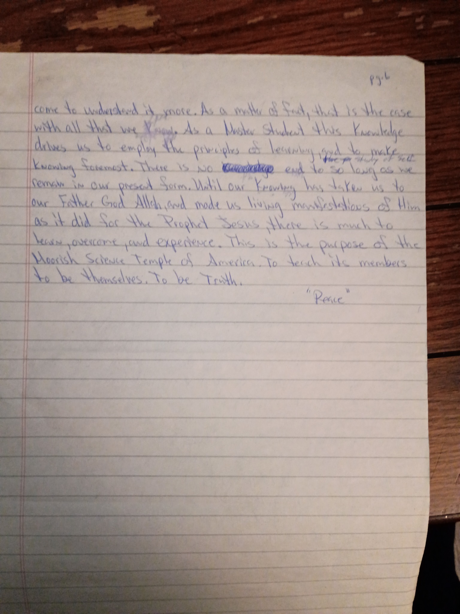 Original handwritten page 6 of The Master Student Series: What Is the MSTA? Part 2