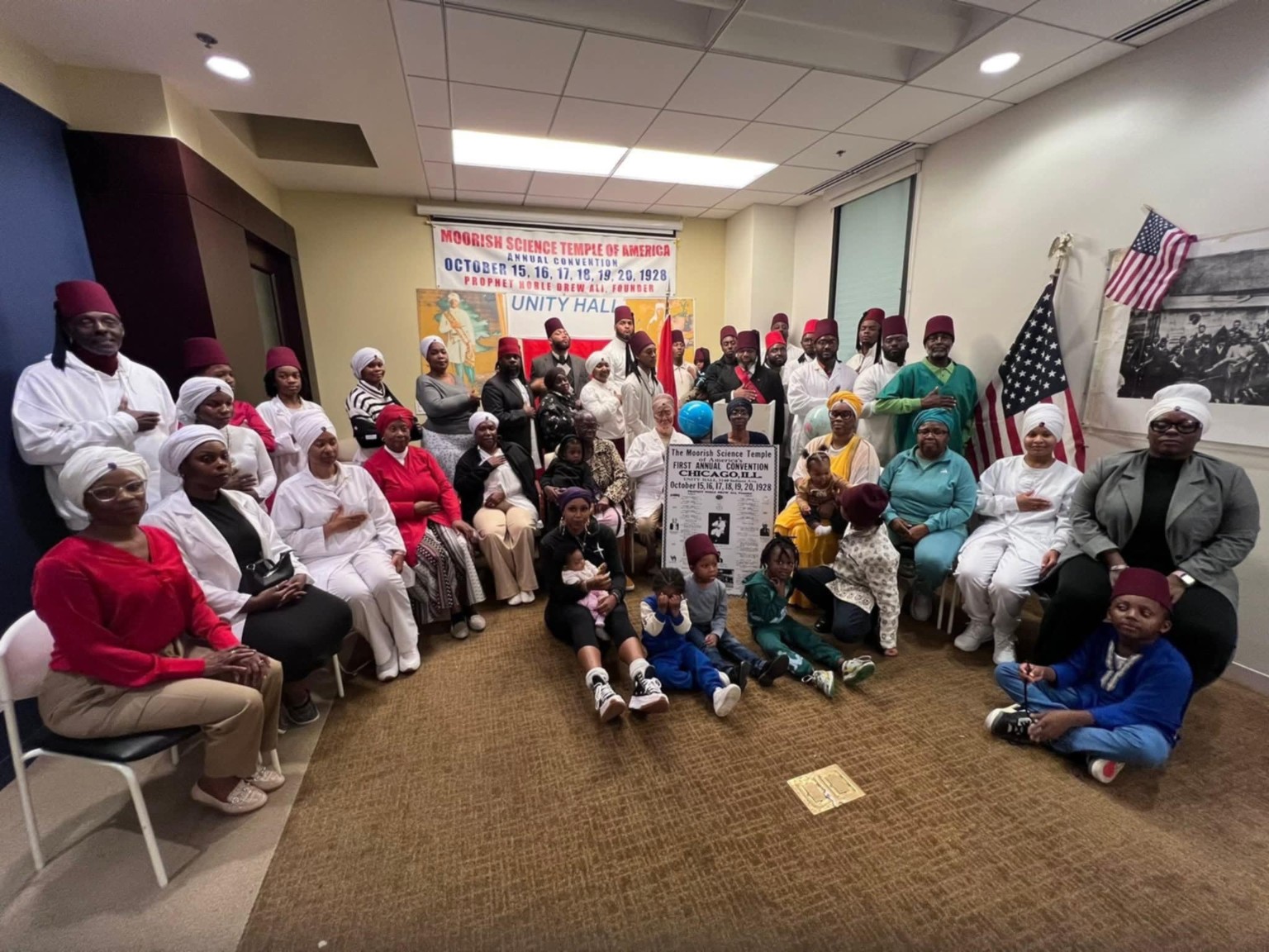 Members and families gathered at the Temple